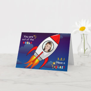 Cute Rymden Rocket Frakt Blast från födelsedag Kort