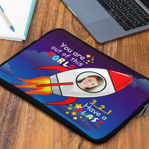 Cute Rymden Rocket Frakt Blast från födelsedag Laptop Fodral
