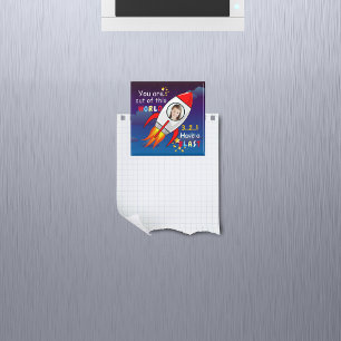 Cute Rymden Rocket Frakt Blast från födelsedag Magnet