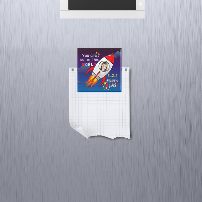 Cute Rymden Rocket Frakt Blast från födelsedag Magnet (Skapare uppladdad)