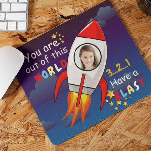Cute Rymden Rocket Frakt Blast från födelsedag Musmatta