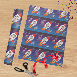 Cute Rymden Rocket Frakt Blast från födelsedag Presentpapper
