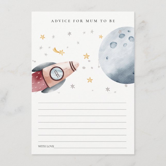 Cute Rymden Starry Advice for Morsa Baby Shower Tilläggskort (Framsida)