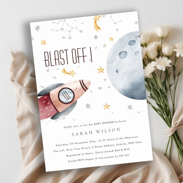 Cute Rymden Starry Planet Baby Shower Inbjudan (Skapare uppladdad)