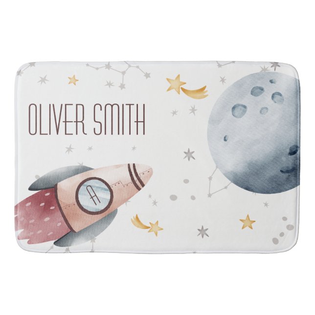 Cute Rymden Starry Planets Monogram Kids Badrumsmatta (Framsidan)
