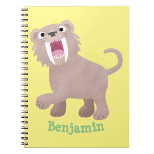 Cute Saber Toothed Tiger Smilodon tecknad Anteckningsbok