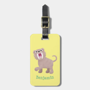 Cute Saber Toothed Tiger Smilodon tecknad Bagagebricka