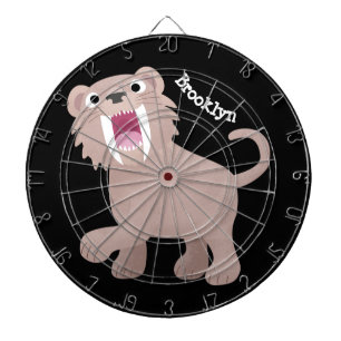 Cute Saber Toothed Tiger Smilodon tecknad Darttavla
