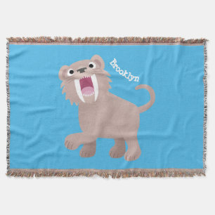 Cute Saber Toothed Tiger Smilodon tecknad Filt