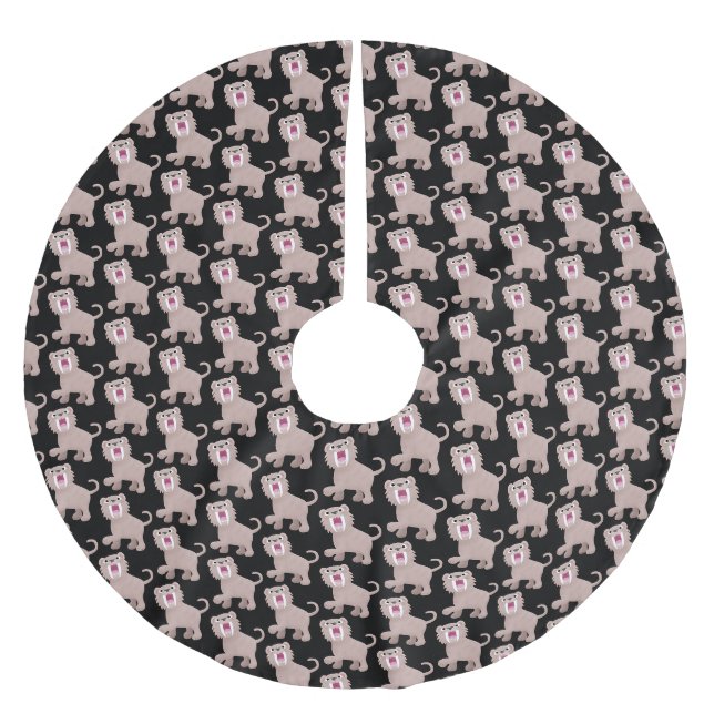 Cute Saber Toothed Tiger Smilodon tecknad Julgransmatta Borstad Polyester (Framsidan)