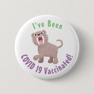 Cute Saber Toothed Tiger Smilodon tecknad Knapp