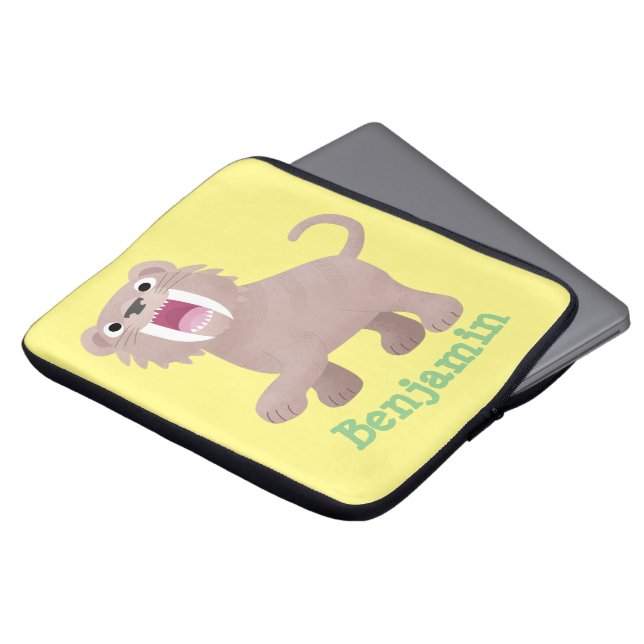 Cute Saber Toothed Tiger Smilodon tecknad Laptop Fodral (Framsida topp)