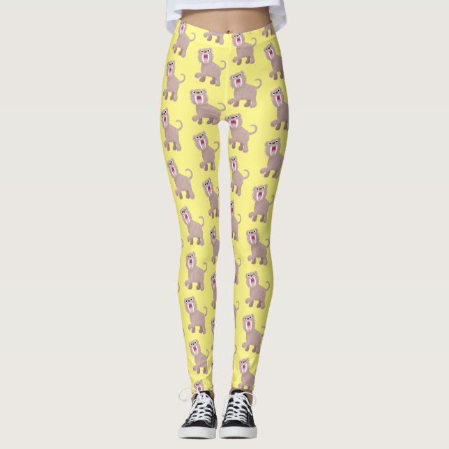 Cute Saber Toothed Tiger Smilodon tecknad Leggings (Framsida)
