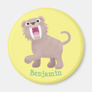 Cute Saber Toothed Tiger Smilodon tecknad Magnet