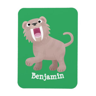 Cute Saber Toothed Tiger Smilodon tecknad Magnet