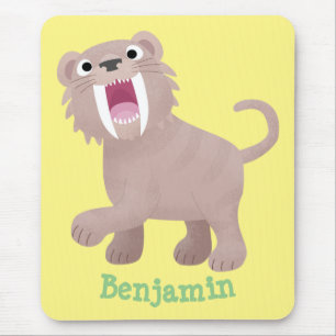 Cute Saber Toothed Tiger Smilodon tecknad Musmatta