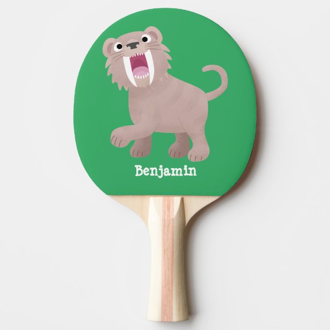 Cute Saber Toothed Tiger Smilodon tecknad Pingisracket (Framsidan)