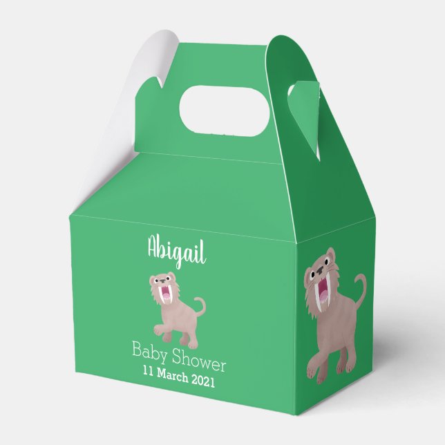 Cute Saber Toothed Tiger Smilodon tecknad Presentaskar (Framsidan Sidan)