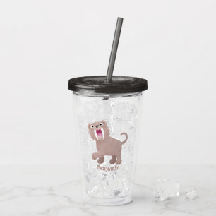 Cute Saber Toothed Tiger Smilodon tecknad Take Away Mugg