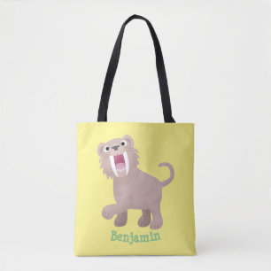 Cute Saber Toothed Tiger Smilodon tecknad Tygkasse