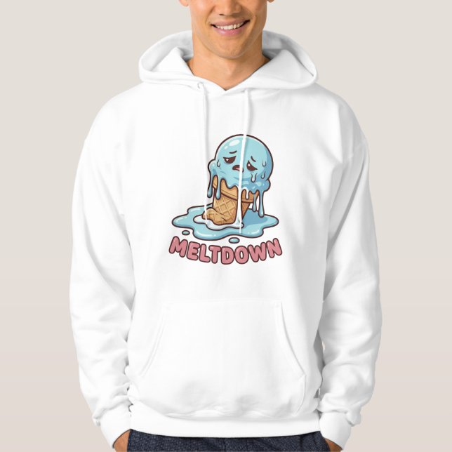 Cute Sad Blue Ice Cream Cartoon Pullover Hoodie (Framsida)