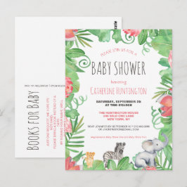 Cute Safari Animal Baby Shower Bokar för Baby Vykort