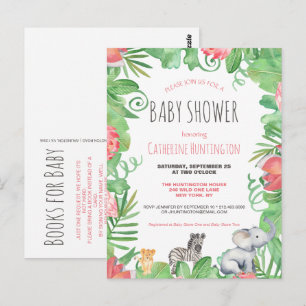 Cute Safari Animal Baby Shower Bokar för Baby Vykort