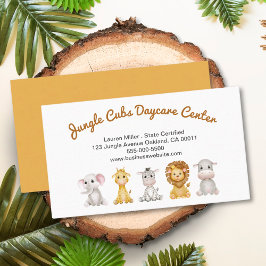 Cute Safari Animal Child Daycare Babywov Visitkort