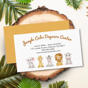 Cute Safari Animal Child Daycare Babywov Visitkort