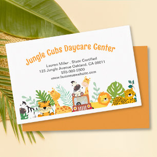 Cute Safari Animal Child Daycare Babywov Visitkort