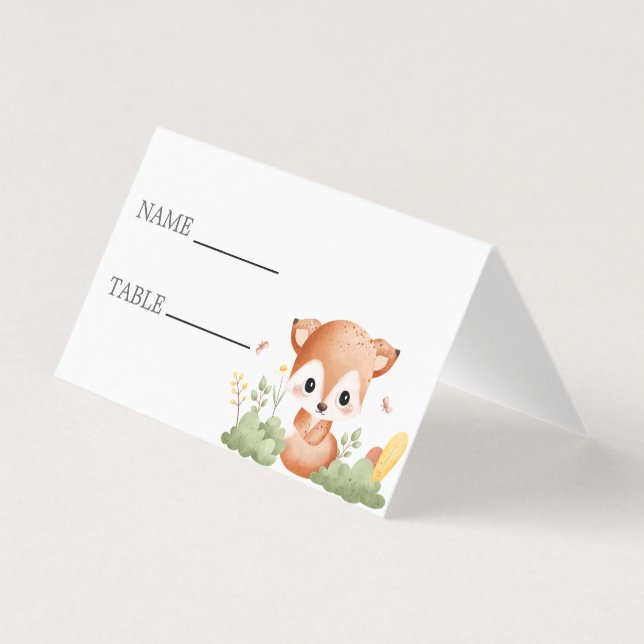 Cute Safari Animal Greenery Baby dusch Kort (Framsida)