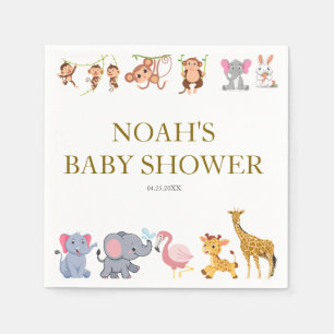 Cute Safari Animal Greenery Baby dusch Pappersservett