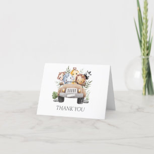 Cute Safari Animal Greenery Baby dusch Tack Kort