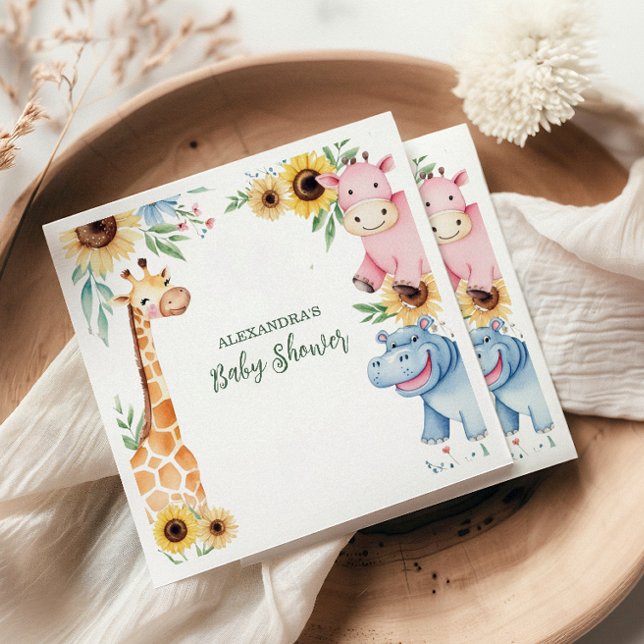Cute Safari Animal Greenery Baby Showe Baby Shower Pappersservett (Skapare uppladdad)