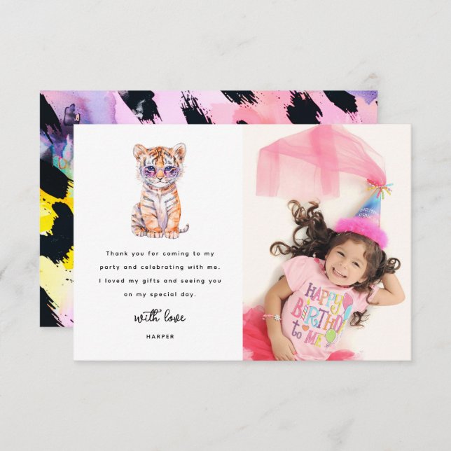 Cute Safari Animal Photo Birthday Tack Kort (Fram/baksida)