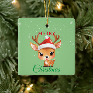 Cute Safari animal Reindeer Santa jul Costum Julgransprydnad Keramik