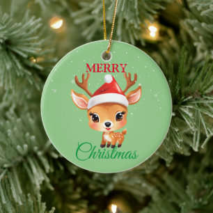 Cute Safari animal Reindeer Santa jul Costum Julgransprydnad Keramik
