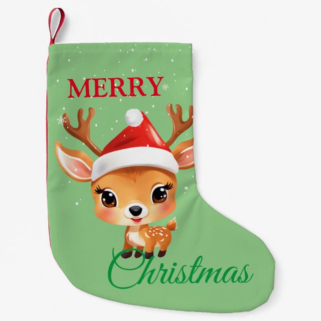 Cute Safari animal Reindeer Santa jul Costum Liten Julstrumpa (Framsidan)