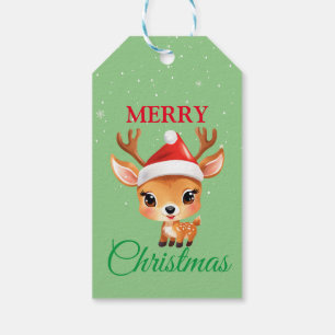 Cute Safari animal Reindeer Santa jul Costum Presentetikett