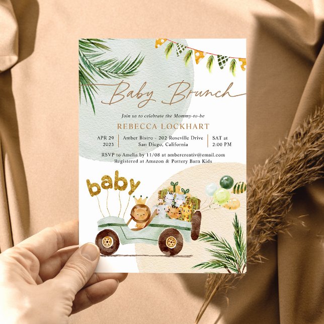 Cute Safari Animals Baby Brunch Inbjudningar (Skapare uppladdad)