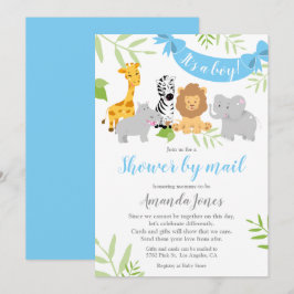 Cute Safari Animals Baby Shower Boy-inbjudan Inbjudningar
