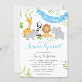 Cute Safari Animals Baby Shower Boy-inbjudan Inbjudningar