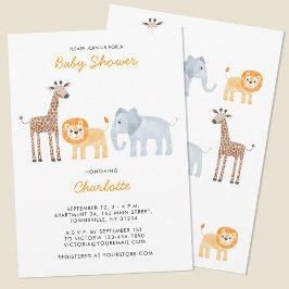 Cute Safari Animals Baby Shower-inbjudan Inbjudningar