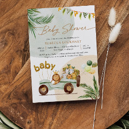 Cute Safari Animals Baby Shower Inbjudningar