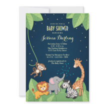 Cute Safari Animals Baby Shower-inbjudningar