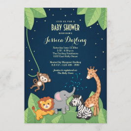 Cute Safari Animals Baby Shower-inbjudningar Inbjudningar