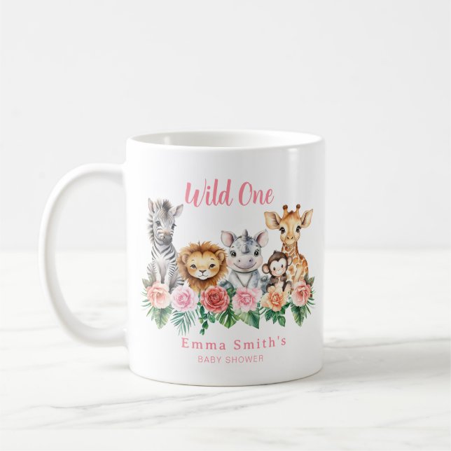 Cute Safari Animals Baby Shower Mugg - Jungle (Vänster)