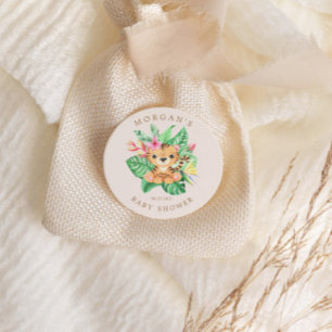 Cute Safari Animals Baby Shower Runt Klistermärke
