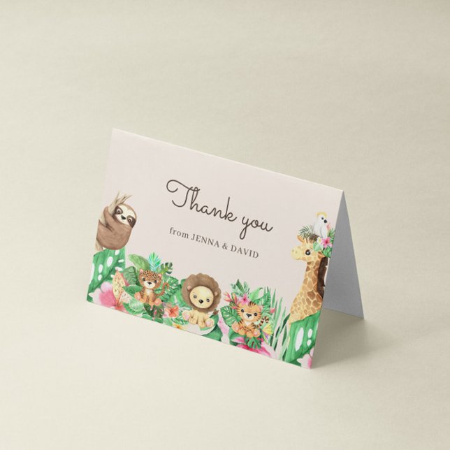 Cute Safari Animals Baby Shower Tack för ditt kort (Skapare uppladdad)
