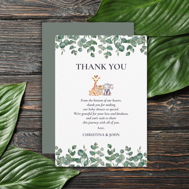 Cute Safari Animals Baby Shower Tack för ditt kort (Skapare uppladdad)
